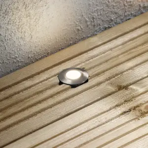 Litecraft Recessed Brushed Steel Warm White LED Outdoor Decking Lights