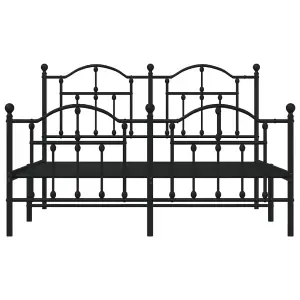 Berkfield Metal Bed Frame with Headboard and Footboard Black 140x200 cm