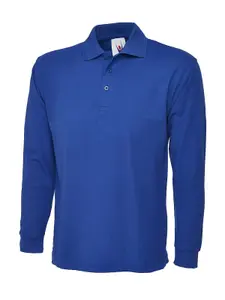 Uneek - Unisex Longsleeve Poloshirt - 50% Polyester 50% Cotton - Royal - Size XS