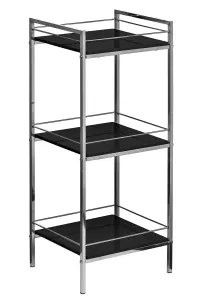 Interiors by Premier 3 Tier Black High Gloss Shelf Unit, Modern Black Shelving Unit, Open Living Room Shelving Unit, Storage Unit