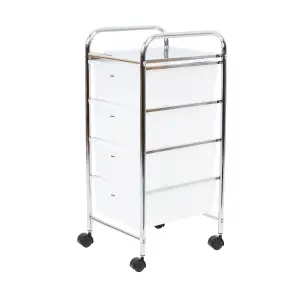 Essentials by Premier 4 White Plastic Drawers Trolley