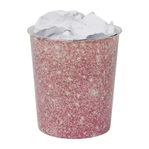 2x 9L Waste Paper Bin Pink Sequin Effect Desk Bedside Bathroom Waste Rubbish Bin