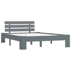 Berkfield Bed Frame Grey Solid Pine Wood 140x200 cm