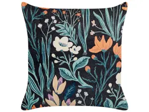 Throw Cushion OSMUNDA Cotton 45 x 45 cm Floral Black