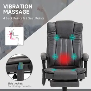 Vinsetto 6-Point Vibrating Heat Massage Chair w/ Microfibre Charcoal Grey