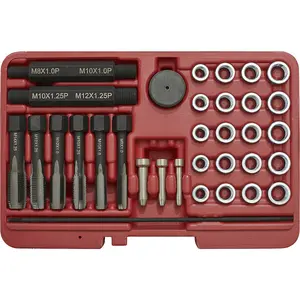 33 Piece Glow Plug Thread Repair Kit with 4 Adaptor Sizes and 6 Taps for Easy Repairs