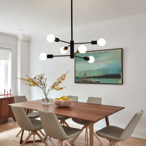 Garwarm Black Mid Century Industrial Ceiling Chandelier Light for Kitchen Living Room