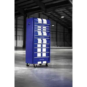 Retro Style Topchest, Mid-Box & Rollcab Combination 10 Drawer Blue White (Sealey AP28COMBO2BWS)