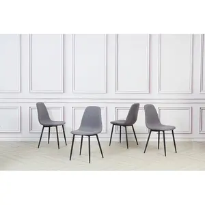 4 Gaviota Fabric Velvet Upholstered Dining Chair (Set of 4) Velvet Navy Blue / Black