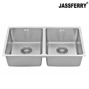 JASSFERRY Undermount Stainless Steel Kitchen Sink Tight Radius Double Bowl