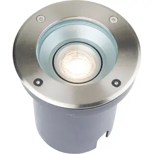 Recessed Outdoor IP67 Round Ground Light - 50W GU10 Reflector - Stainless Steel