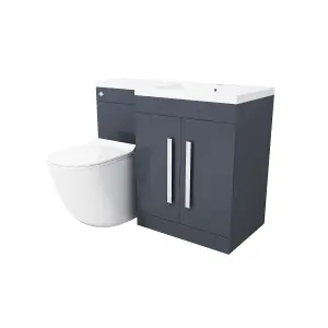 Nes Home 1100mm Right Hand Freestanding Grey Vanity BTW Toilet, WC and Basin