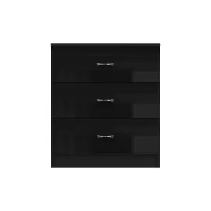 Black Gloss 3 Drawer Chest Of Drawers Bedside Table