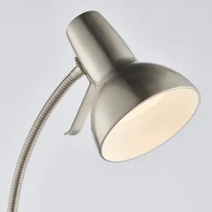 Anson Lighting Aldo Floor light finished in Satin nickel plate and gloss white