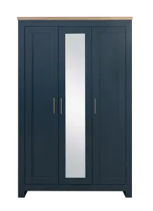 3 Door Mirror Wardrobe Navy Oak Birlea Highgate Farmhouse Shabby Chic