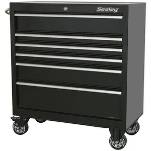 Heavy-Duty 6 Drawer Black Portable Tool Chest with Locking System