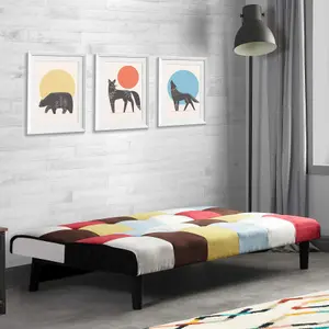 Multi Coloured Sofa Bed Birlea Rainbow 3 Seater Settee Fabric Scandinavian Retro