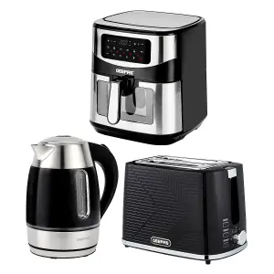 Geepas 1.7L Illuminating Electric Kettle, opus 2 Slice Bread Toaster & 9.2L Digital Air Fryer Kitchen Combo Set