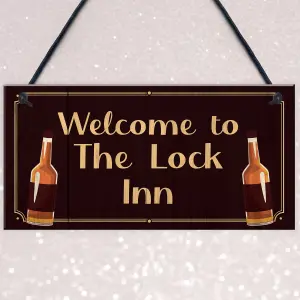 Welcome To The Lock Inn Sign HOME BAR Man Cave Plaque Lockdown Gift Gift