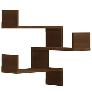 Jacolies 6 Piece Corner Shelf (Set of 2) Brown Oak