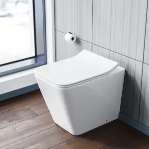 Nes Home Inton Square Back to Wall Rimless Toilet Pan + Soft Close Seat