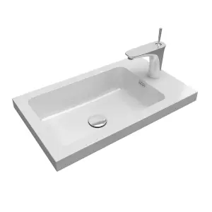 Rigel Gloss White Wall Hung Cloakroom Vanity Unit with Resin Basin (W)55cm (H)63cm