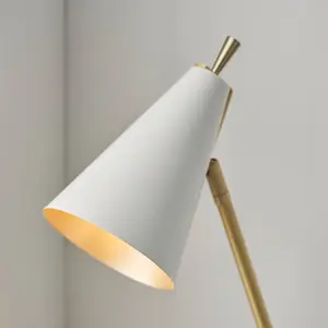 2 PACK Satin Brass & Matt White Task Lamp - Modern Adjustable Table Desk Light