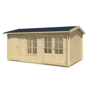 Lasita Redmile 2 Log Cabin with Side Store - 4.85m x 3m - Two Room Garden Summer House - Double Glazed