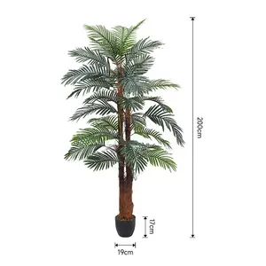 200cm H Artificial Cycas Palm Decorative Plant in Planter for Outdoor Office