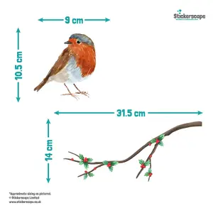 Christmas Robins Window Sticker (Regular size) 32 Christmas Window Decorations Reusable Removable