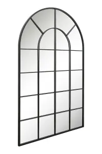 MirrorOutlet The Arcus Black Framed Arched Window Garden Mirror 190 x 120CM