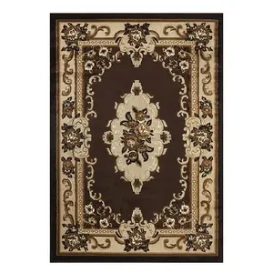 Abaseen 60x220 cm Brown Gewels Traditional Rug Classic Oriental Rug 10mm Soft Pile Washable Area Rugs for Home and Office