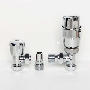 Pair of Angled Chrome Thermostatic Radiator Valves