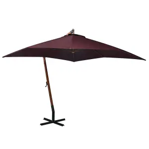 Berkfield Hanging Parasol with Pole Bordeaux Red 3x3 m Solid Fir Wood