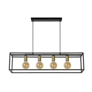 Lucide Ruben Modern Bar Pendant Light - 4xE27 - Black