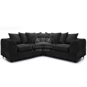 Monaco Chenille Fabric 5 Seater L Shaped Corner Sofa  Black