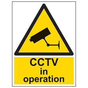 CCTV IN OPERATION Warning Sign - 1mm Rigid Plastic - Portrait A4 Size