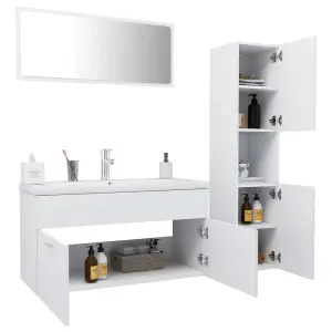 Berkfield Bathroom Furniture Set White Engineered Wood