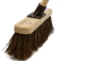 Newman and Cole 12" Stiff Outdoor Broom and Wooden Handle