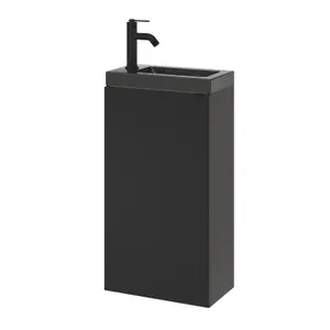 GoodHome Imandra Matt Black Single Freestanding Bathroom Cloakroom unit (H) 790mm (W) 440mm