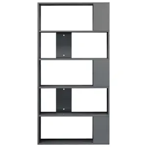 Berkfield Book Cabinet/Room Divider High Gloss Grey 80x24x159 cm Engineered Wood