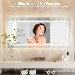 LED Illuminated Bathroom Mirror Fog Free Touch Sensor 70cm H x 140cm W