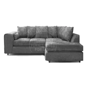 Monaco Chenille Fabric 3 to 4 Seater L Shaped Corner Sofa  Grey Right Hand Facing