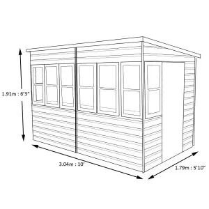 Shire Sun 10x10 ft & 6 windows Pent Wooden Summer house