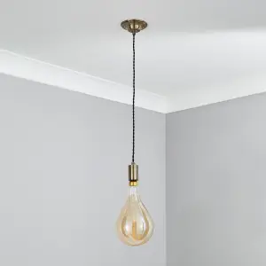 Litecraft Anton Antique Brass Ceiling Pendant Light with Oversided Bulb