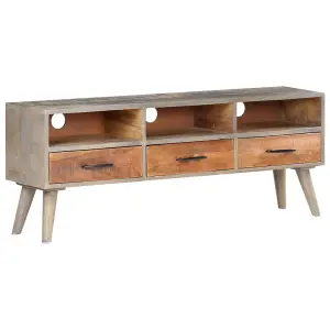 Berkfield TV Cabinet Grey 130x35x51 cm Solid Rough Mango Wood