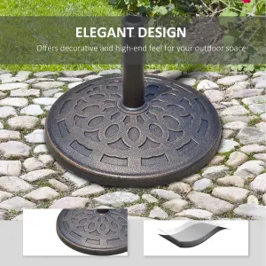 Outsunny 14kg Round Garden Parasol Base Decorative Resin Market Umbrella Stand