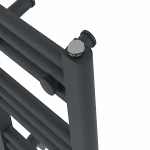 Right Radiators Prefilled Thermostatic Electric Heated Towel Rail Straight Ladder Warmer Rads - Anthracite 600x400 mm