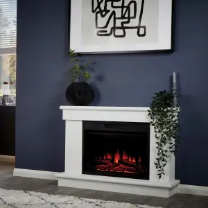 Suncrest Tenby White MDF & stainless steel Freestanding Electric fire suite