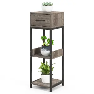 Costway 3 Tier Indoor Plant Stand Metal Plant Table w/ Drawer Vertical Corner Display Shelf